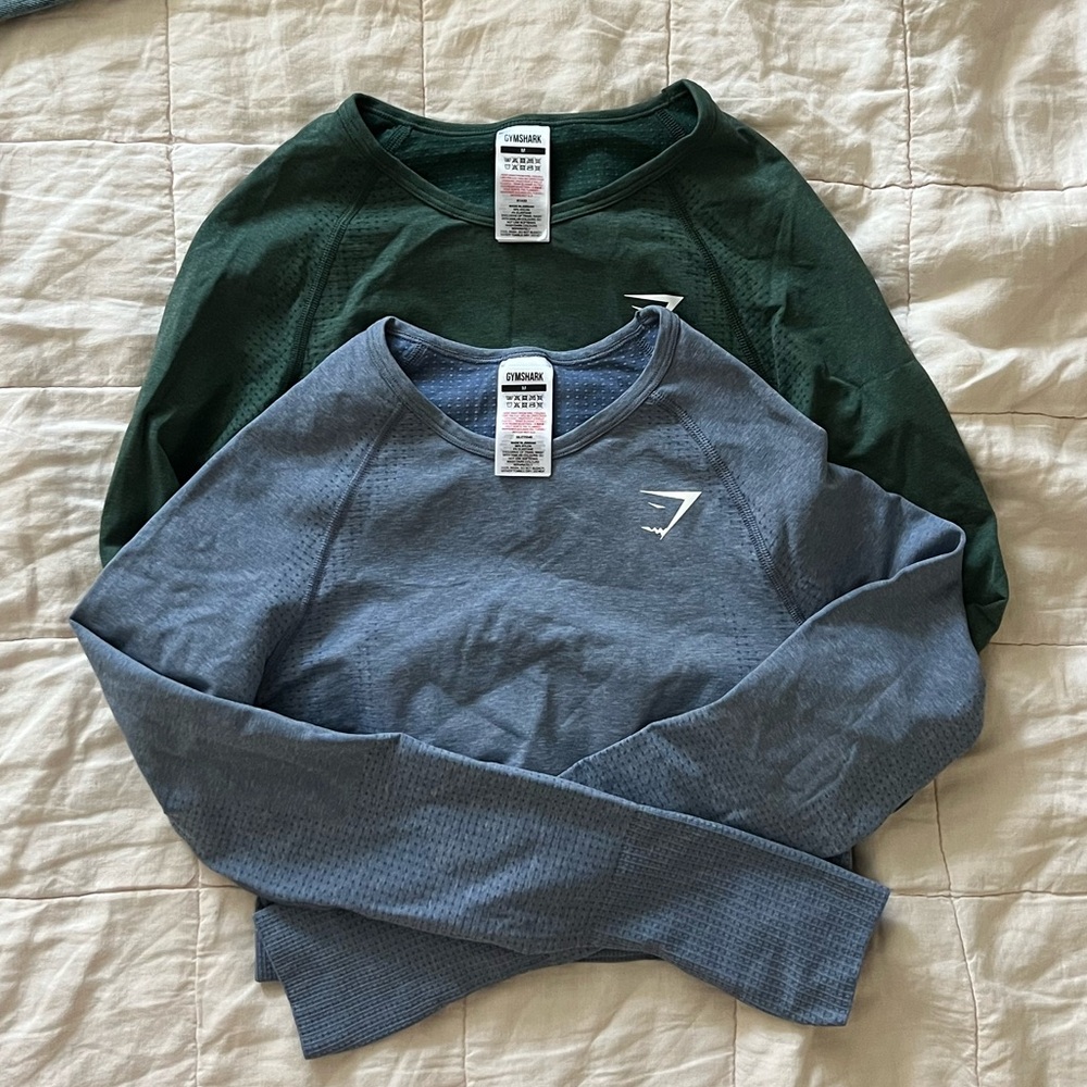 GYMSHARK NWOT‎ Bundle of Two Vital Seamless Crop Tops in blue and green
